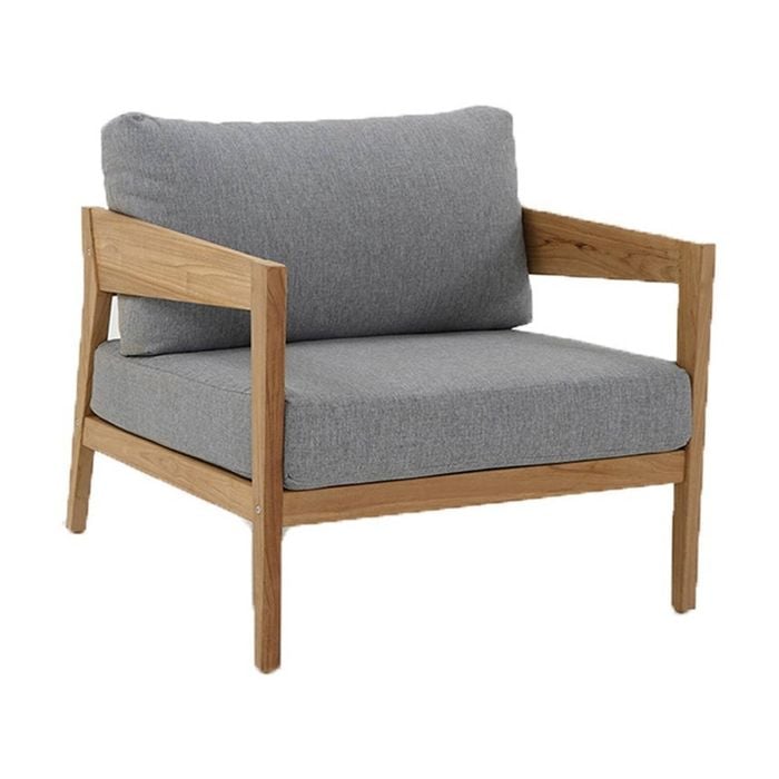 Caledonia 1 Seater Outdoor Teak Timber Lounge Steel Grey