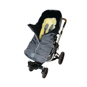Naturally Sheepskins Combi Linear Charcoal Fleece Footmuff with removable Natural Lambskin Liner (Universal Fit)