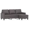 vidaXL 3-Seater Sofa with Footstool 3-Seater Couch Settee Grey Faux Leather