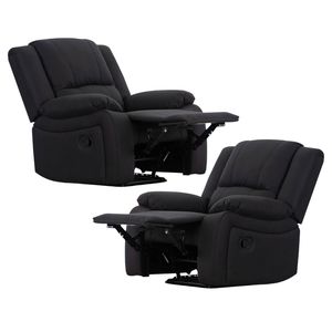 Anderson 2pc Set 1 Seater Fabric Electric Recliner Sofa Chair Onyx Black