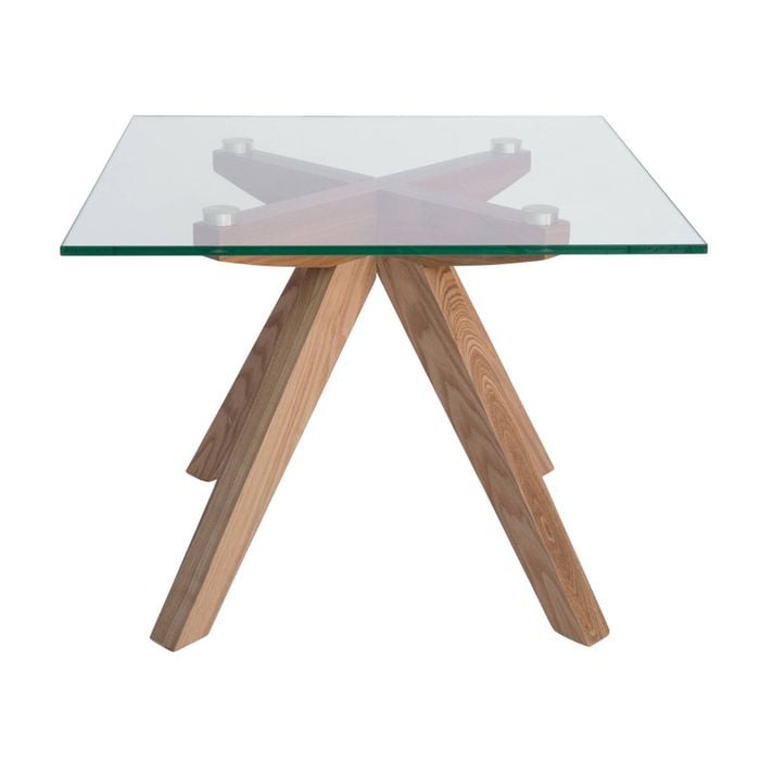 Sk Designer Living | Amber Collection | Square Glass Side Table - Natural