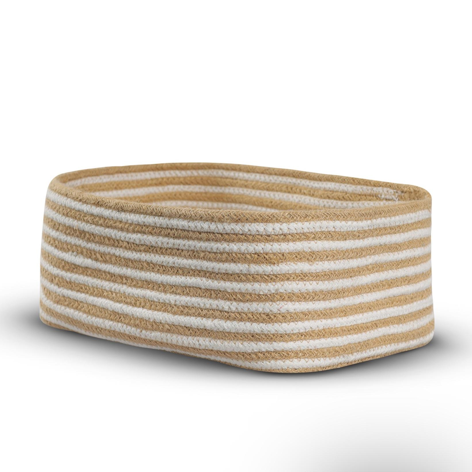 Yarra textiles Multi-purpose Jute/Cotton Caddy (30 cm x 20 cm x 12 cm) Beige-White