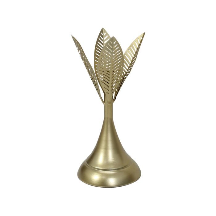 Aura Leaves Taper Candleholder 14x32cm