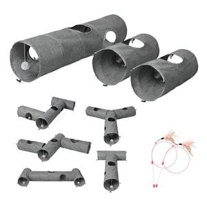 Pawz Cat Tunnel Set 3 Pack Modular Foldable Linen Tube Pet Toys