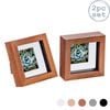 Nicola Spring Acrylic 3d Box Photo Frames With 2" X 2" Mounts - 4" X 4"  - Dark Wood - Pack Of 2