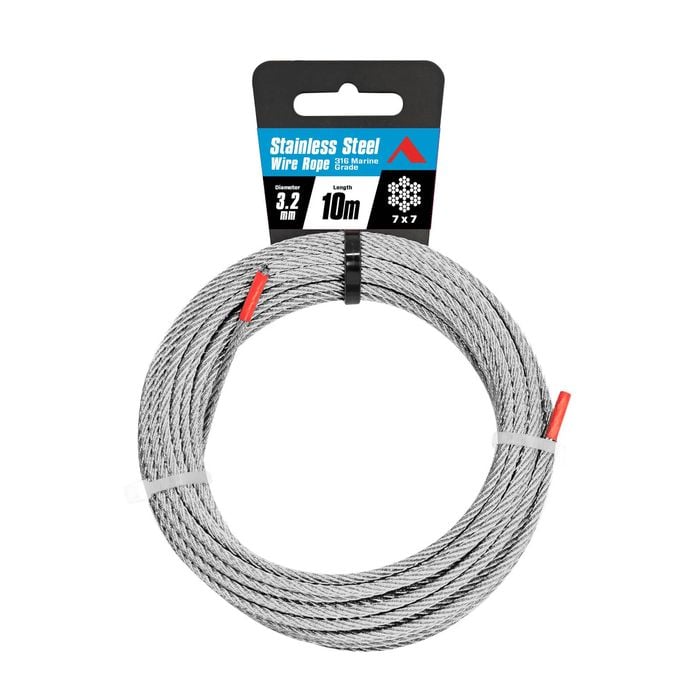 Pinnacle 3.2mm x 10m 316 Marine Grade Stainless Steel Wire Rope
