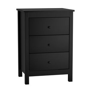 Oikiture Bedside Tables Set of 2 Nightstands Storage Cabinet 3 Drawers Black