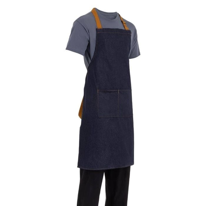 Southside Bib Apron Denim Blue With Tan Ties Hospitality Kitchen Uniform