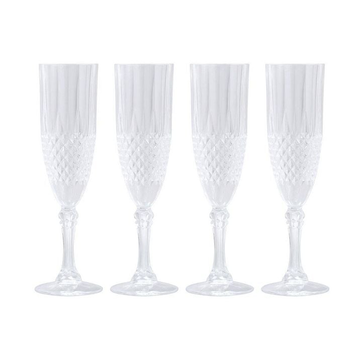 16pc Lemon & Lime Crystal Deco Plastic Reusable Champagne Flute 230ml