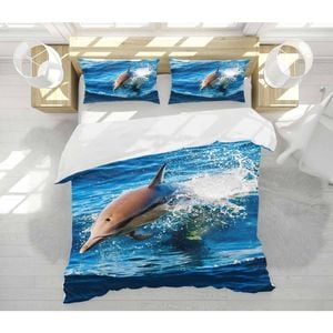 3D Ocean Waves Dolphins 26 Bed Pillowcases Quilt King Size