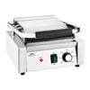 Nisbets Essentials Contact Grill Single Cast Iron Plate Panini Maker Ribbed Top Flat Base 1.8kw 360x310x360mm