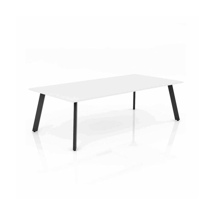 Olg Flare Table 4 Leg Black Frame White Top L2400mm X W1200mm