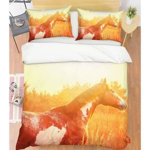 3D Sunshine Animal Horse 47 Bed Pillowcases Quilt King Size