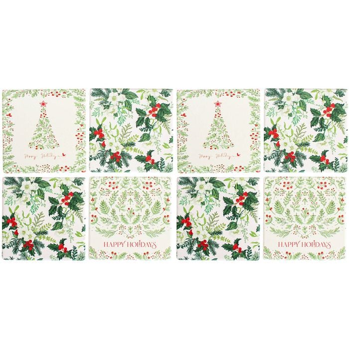 2x 4pc LVD Coasters Vintage Green Xmas Decorative Barware/Serveware Home Kitchen