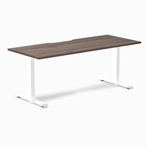 Desky Fixed Height Jarrah Legno Scalloped Melamine Desk 180x75cm White Leg