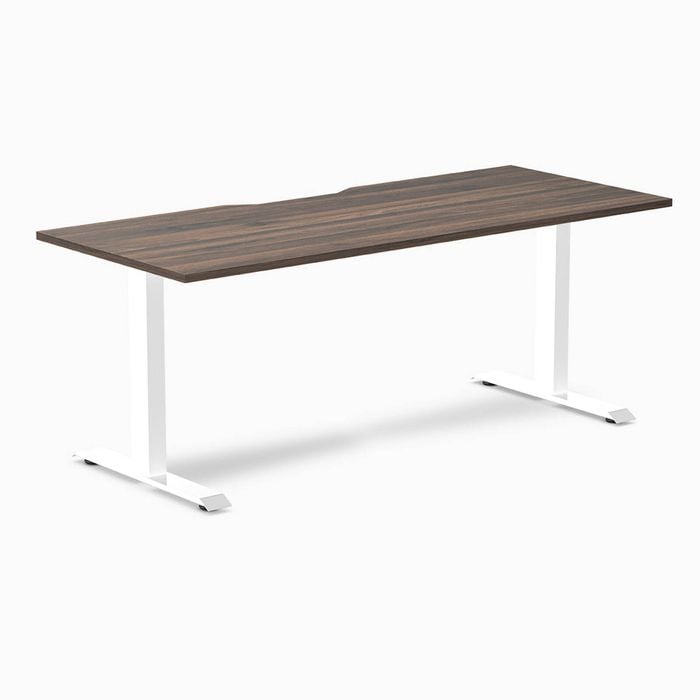 Desky Fixed Height Jarrah Legno Scalloped Melamine Desk 180x75cm White Leg