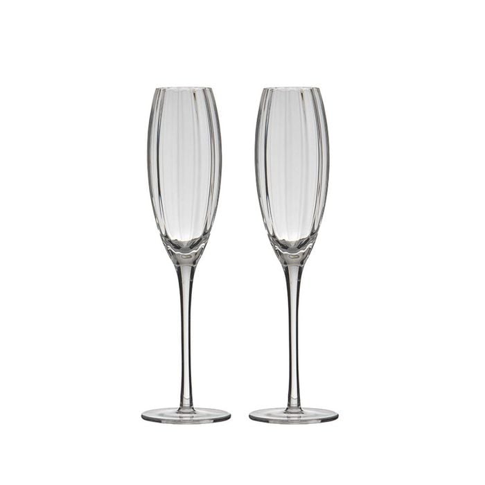 4pc Tempa Sienna Rippled Champagne Flute Drinking Glasses Set 25cm Clear