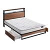 Oikiture Metal Bed Frame Double Size Led 2 Storage Drawers Usb With Mattress
