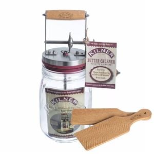 Kilner Butter Churner Glass Jar Manual + Butter Paddles Set Of 2