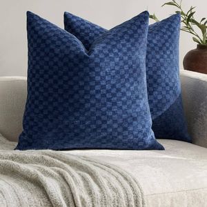 Gioia Casa 2-Pack Chenille Waffle Cushion Covers 45cm x 45cm - Navy Blue
