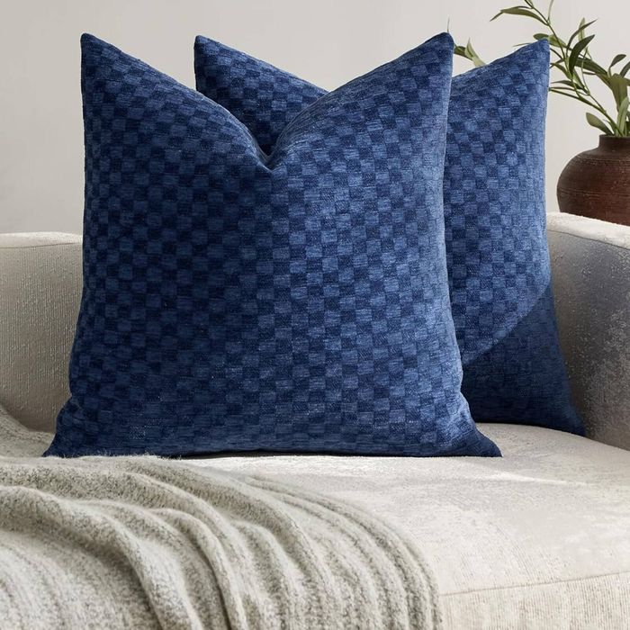 Gioia Casa 2-Pack Chenille Waffle Cushion Covers 45cm x 45cm - Navy Blue