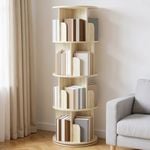 Advwin 4 Tiers Bookshelf Rotating Corner Bookcase Cabinet Revolving Display Stand Rack Oak