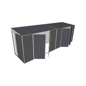 Build-a-Shed 1.5 x 6 x 2m Skillion Dual Double Hinged Side Doors Shed - Grey