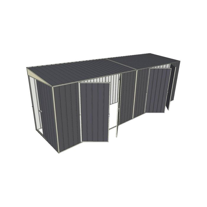 Build-a-Shed 1.5 x 6 x 2m Skillion Dual Double Hinged Side Doors Shed - Grey