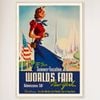 Galrie Vintage 1939 See The World's Fair New York Travel Poster Timeless Charm Artwork, Wood Frame, A2 42 x 60cm (16 x 24inch)