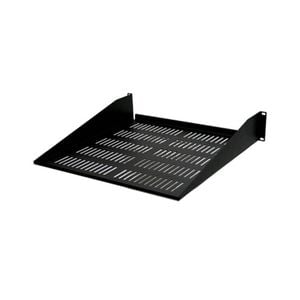 2U 2RU 19in x 457mm (18in) Vented Cantilever Steel Shelf for Rack System Black