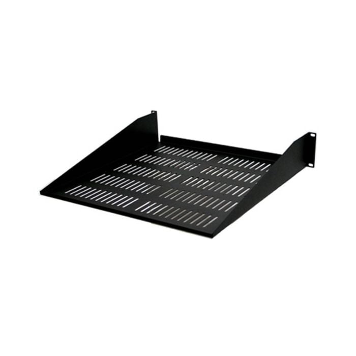 2U 2RU 19in x 457mm (18in) Vented Cantilever Steel Shelf for Rack System Black