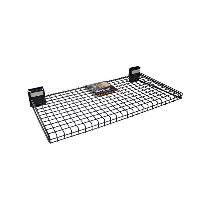 StorEase 600 x 100 x 300mm Black Open Wire Shelf