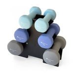 METEOR 2kg-3kg-4kg Flat Bottom Neoprene Dumbbell Set with Rack