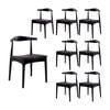 Henrik 8pc Set Dining Chair Replica Hans Wegner Elbow Solid Ash Timber Black