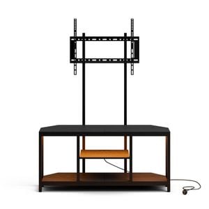 Ufurniture TV Stand with Built-in Mount & LED Lights, 115cm Entertainment Center Media Console Table Black