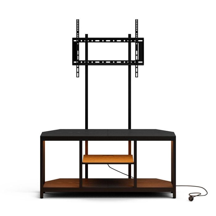 Ufurniture TV Stand with Built-in Mount & LED Lights, 115cm Entertainment Center Media Console Table Black