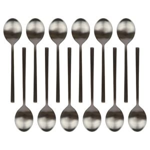 Argon Tableware Stainless Steel Dessert Spoons - 20cm - 12x Durable Rust Resistant Stainless Steel Dishwasher Safe Flatware Set