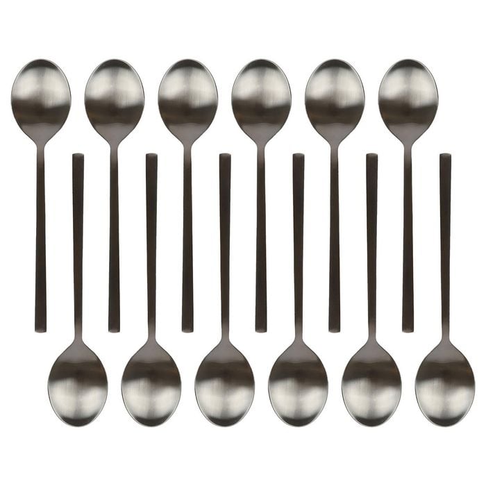 Argon Tableware Stainless Steel Dessert Spoons - 20cm - 12x Durable Rust Resistant Stainless Steel Dishwasher Safe Flatware Set