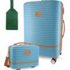 Pierre Cardin Large Hard-Shell Suitcase & Mini Beauty Case Set w/ Tag Blue