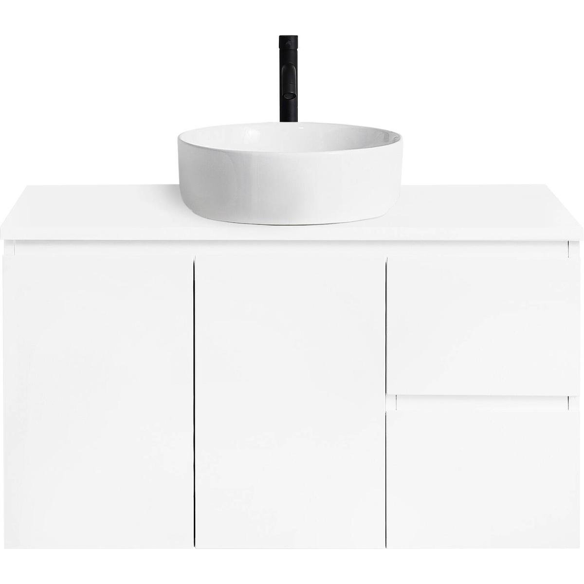 CIBO 900mm White Nordic Wall Hung Bathroom Vanity With White Countertop ...