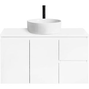 CIBO 900mm White Nordic Wall Hung Bathroom Vanity With White Countertop Basin