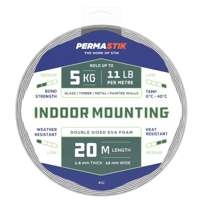 Permastik 12mm x 20m Indoor Mounting Tape