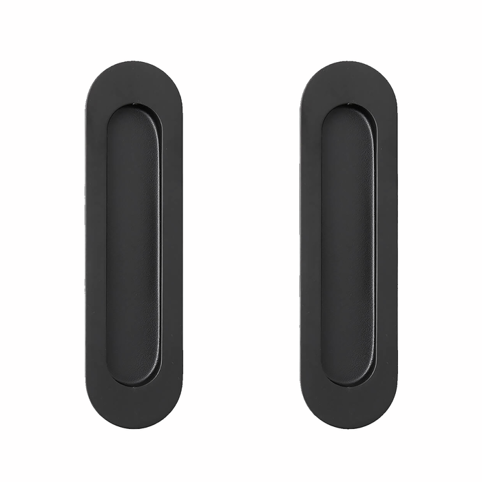 Delf 150mm Matte Black Oval Flush Pull - 2 Pack