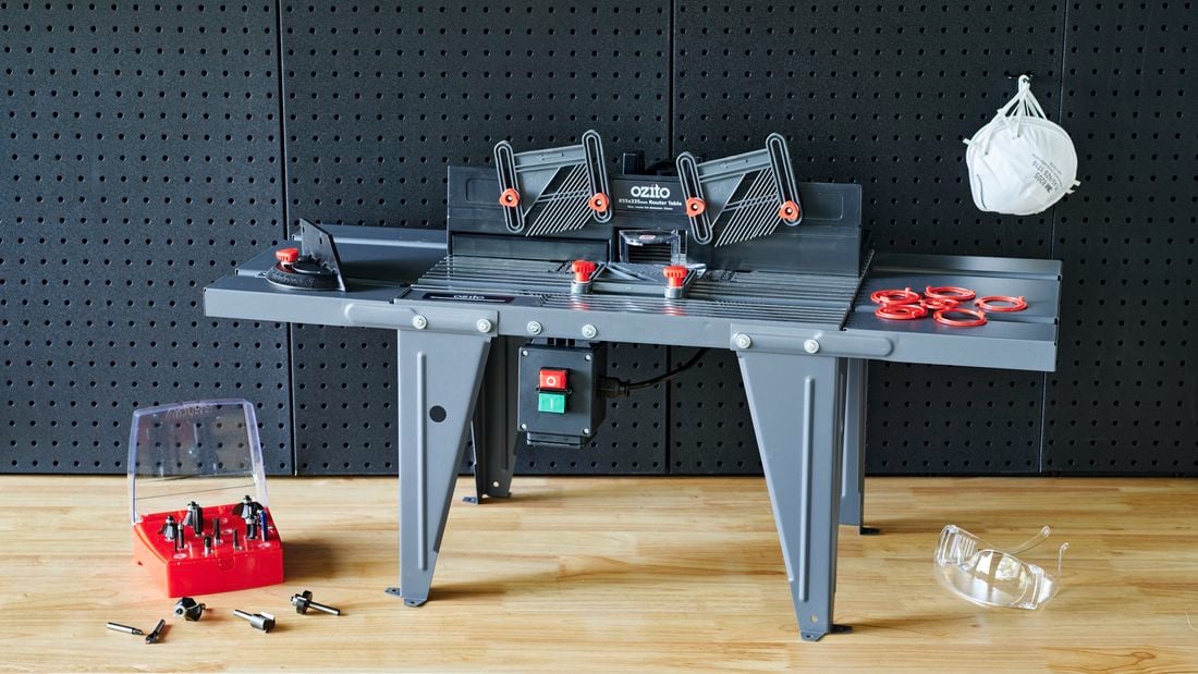 Router table set up on work bench.