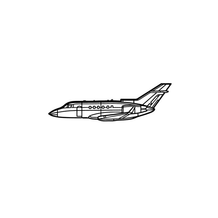 Ignite Laser Beechcraft Hawker 800XP - Mid-Size Business Jet Silhouette Metal Wall Art Coated Black 23.6 inch - 60 cm