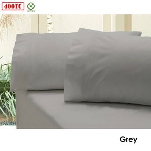 Bloomington Revive 400TC Cotton Sateen Combo Fitted Sheet Set Single (No Flat) Grey