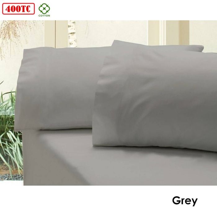 Bloomington Revive 400TC Cotton Sateen Combo Fitted Sheet Set Single (No Flat) Grey