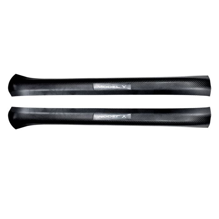 Carbon Fiber Style Front Door Sill Protector for Tesla Model Y 2021-2025 Door Entry Guard
