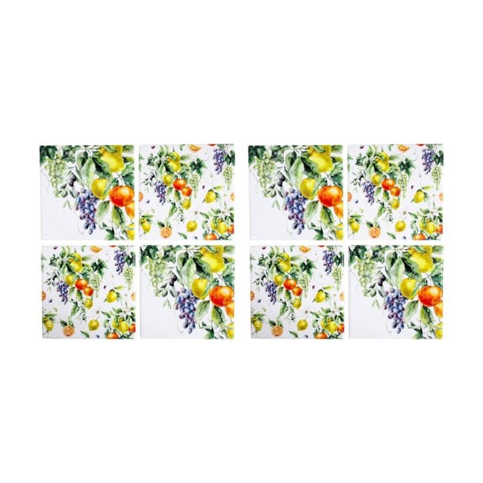2x 4pc Lvd Mediterranean Seaside Square Ceramic Coaster Set 10x10cm