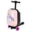 Ufurniture 2 in 1 Suitcase Scooter Foldable Ride-on Luggage with Adjustable Height Handle rideable Suitcase Pink